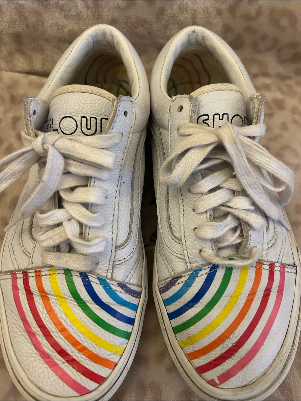 Vans x Flour Shop old Skool rainbow leather sneakers, women’s 9, discontinued